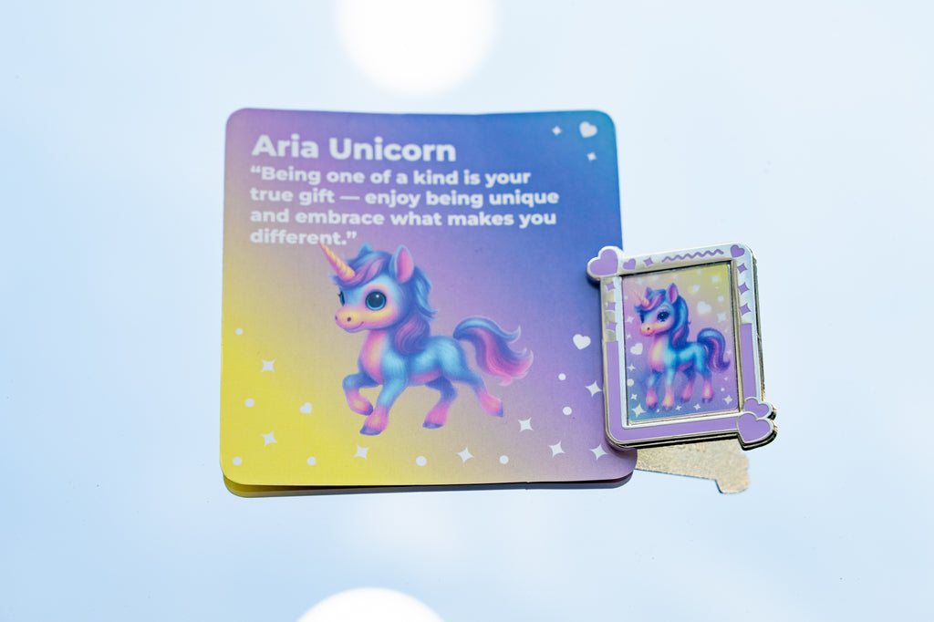 Sterling Silver Halo Earrings Gift Set with Aria Unicorn Pin
