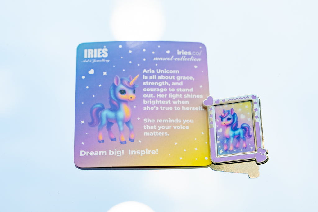 Sterling Silver Halo Earrings Gift Set with Aria Unicorn Pin