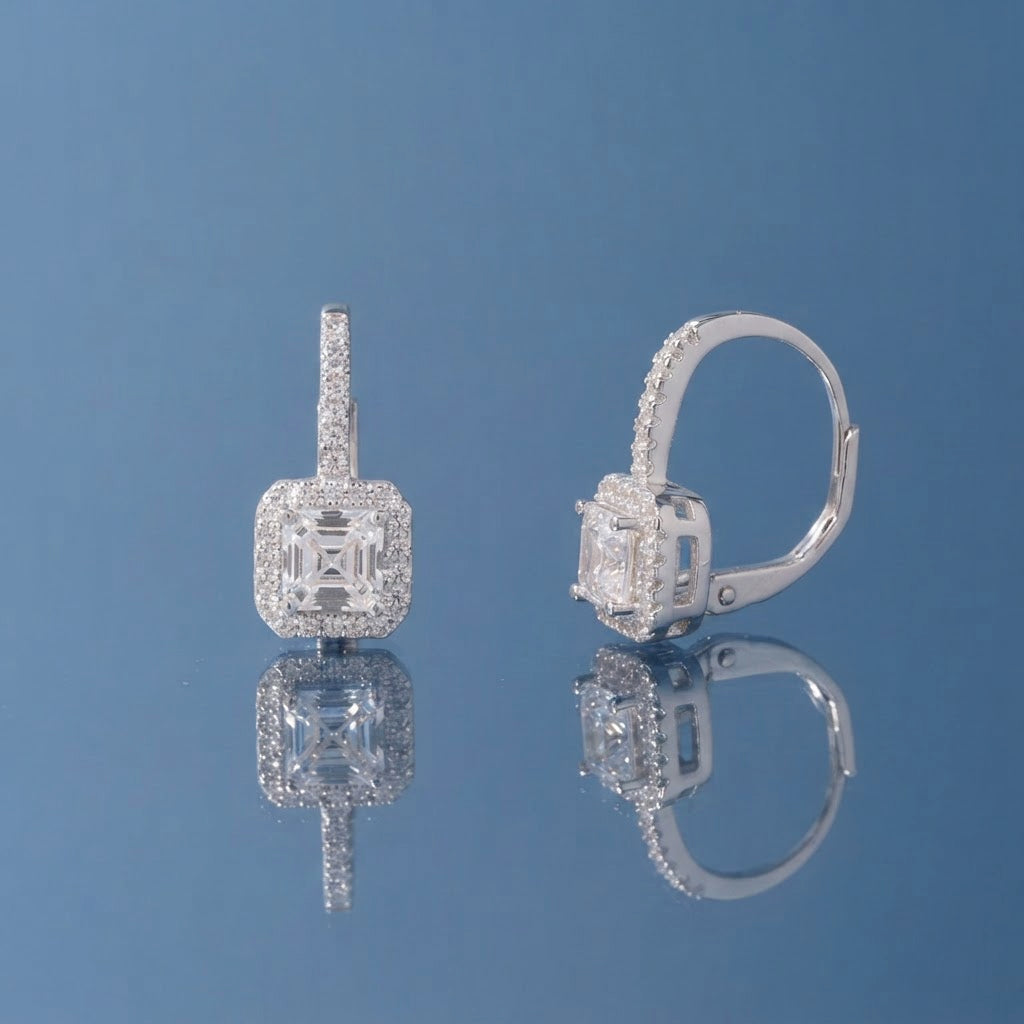 Sterling Silver Halo Earrings Gift Set with Aria Unicorn Pin