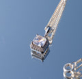 Sterling Silver Square Halo Pendant Necklace IRIES Gift Set
