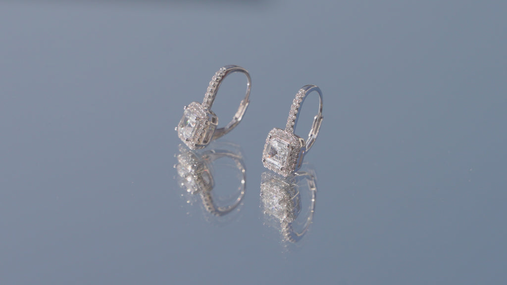 Sterling Silver Halo Earrings Gift Set with Aria Unicorn Pin