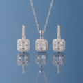 Sterling Silver Halo Earrings and Pendant. Gift Set with Aria Unicorn Pin